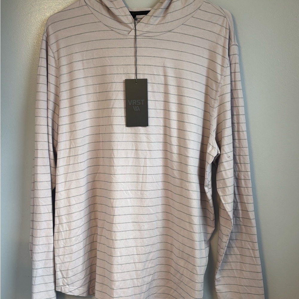 VRST Striped Hooded Long Sleeve Tee - Light Purple. Sz L. NWT